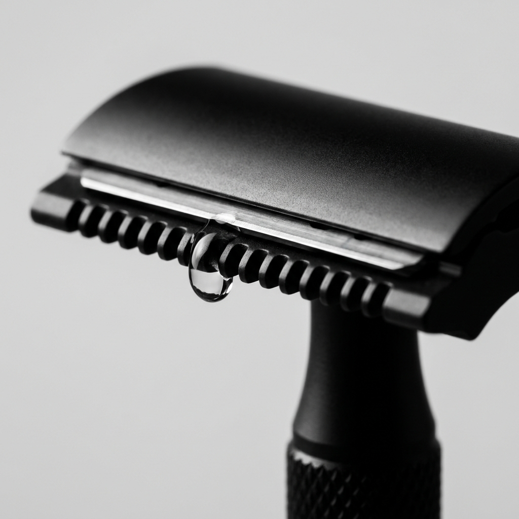 Close-up of a safety razor blade edge